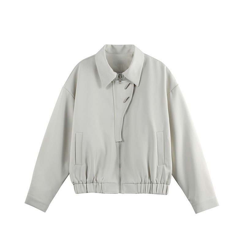 Unisex Leichter Blouson mit Umlegekragen, verdecktem Reißverschluss und elastischem Saum Shop Nory