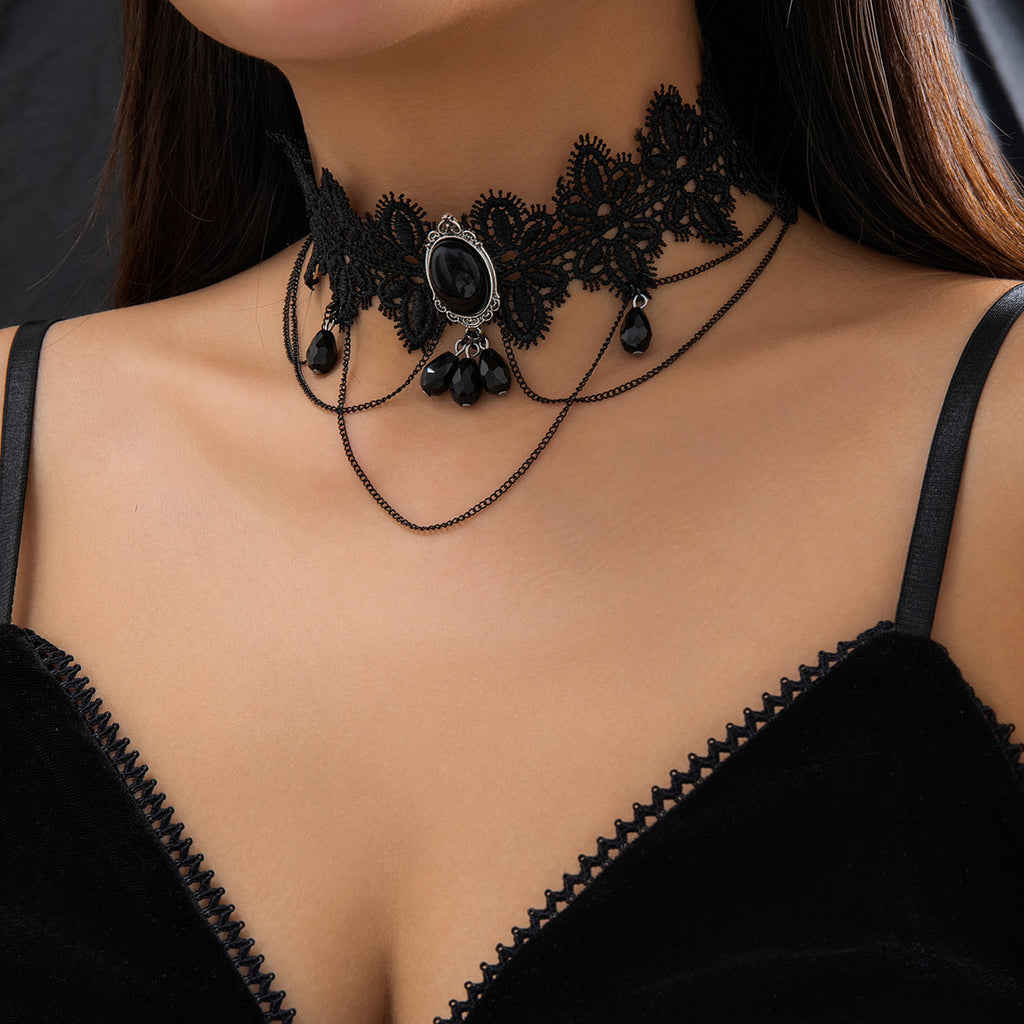 Damen Spitzen Choker Halskette mit Anhängern Shop Nory