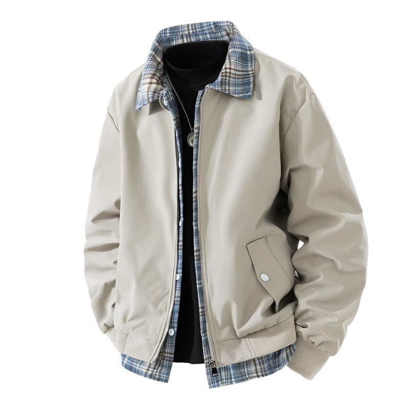 Herren lässige zweilagige Kurzjacke im Layer‑Look mit karierter Innenlage Shop Nory