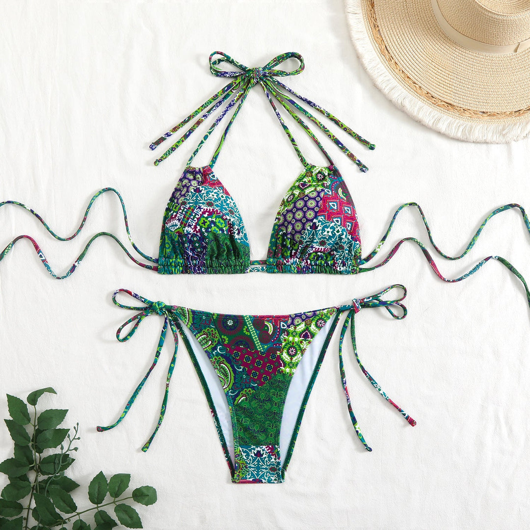 Damen Bikini-Set mit verspieltem BindShopnoryand und buntem Muster