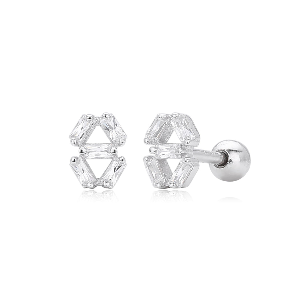 Damen Ohrstecker mit funkelnden 5A Zirkonsteinen in geometrischem Design Shop Nory