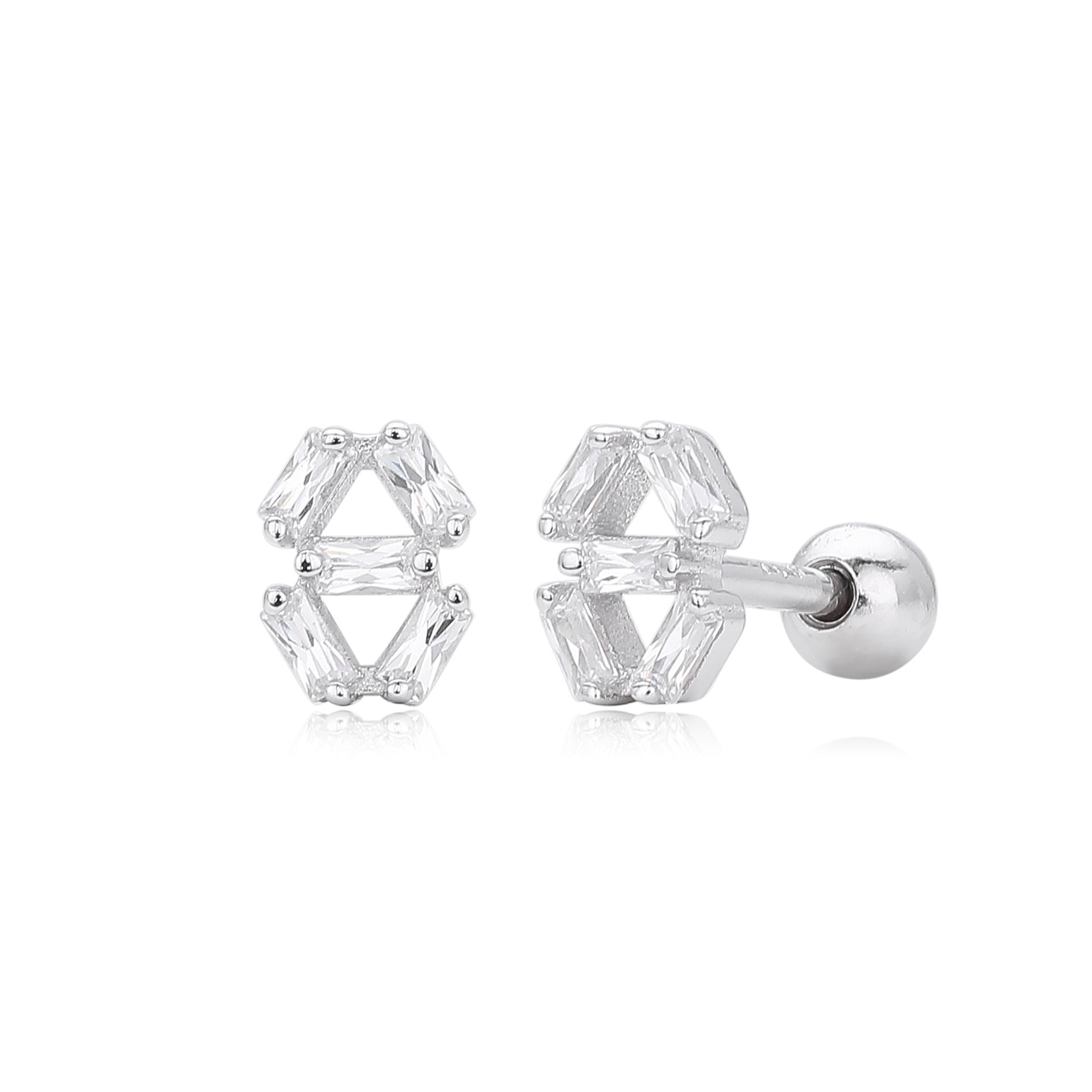 Damen Ohrstecker mit funkelnden 5A Zirkonsteinen in geometrischem Design Shop Nory