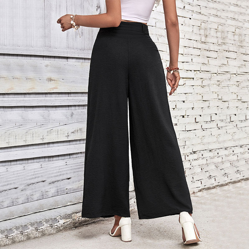 Damen Elegante Culotte-Hose mit hoher Taille, Kellerfalten und dekorativem Schlaufengürtel Shop Nory
