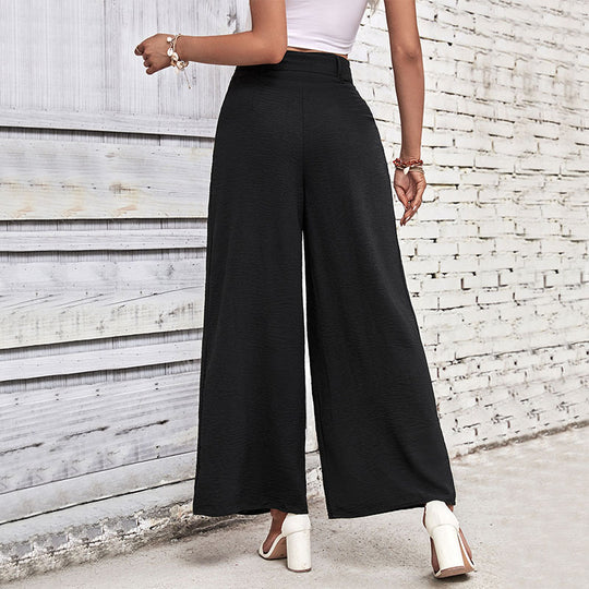 Damen Elegante Culotte-Hose mit hoher Taille, Kellerfalten und dekorativem Schlaufengürtel Shop Nory
