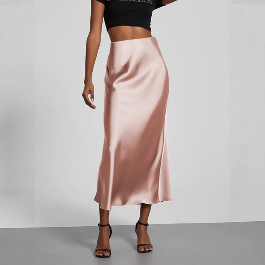 Damen Elegante und fließende Satin Maxiröcke
