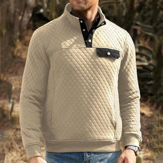 Herren Stepp-Sweatshirt mit Stehkragen, Halbreißverschluss und Brusttasche Shop Nory
