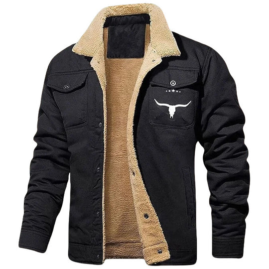Herren Sherpa-gefütterte Canvas-Arbeiterjacke mit Brusttaschen Shop Nory
