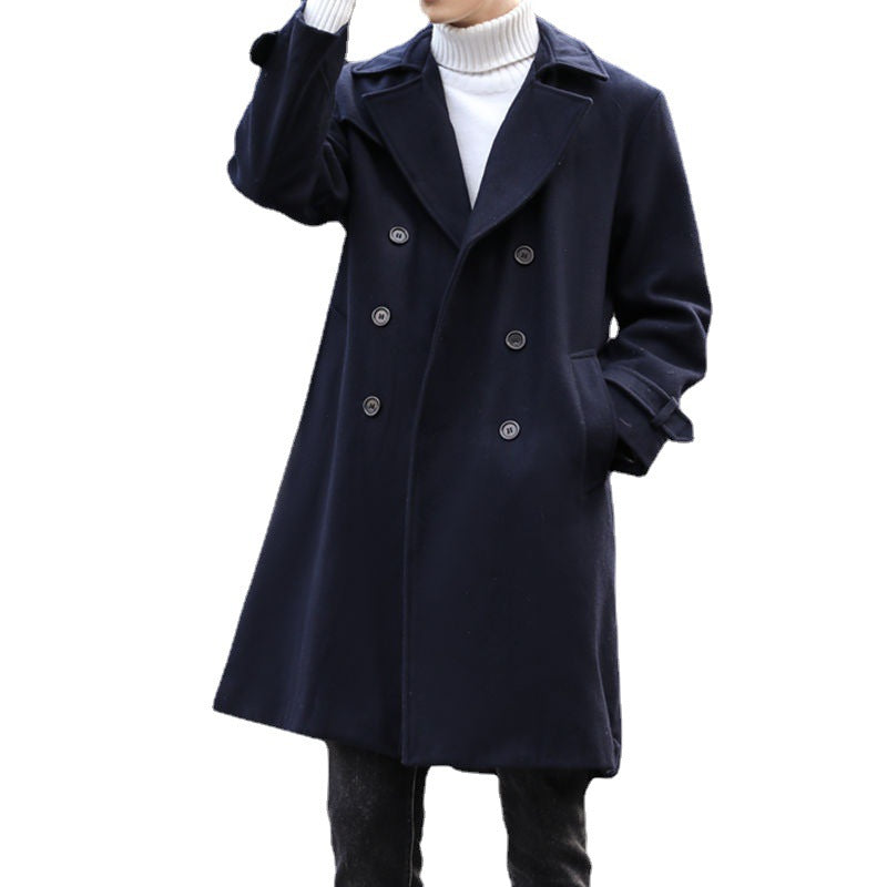 Herren Doppelreihiger Wollmantel mit Taillengürtel und klassischem Revers Shop Nory