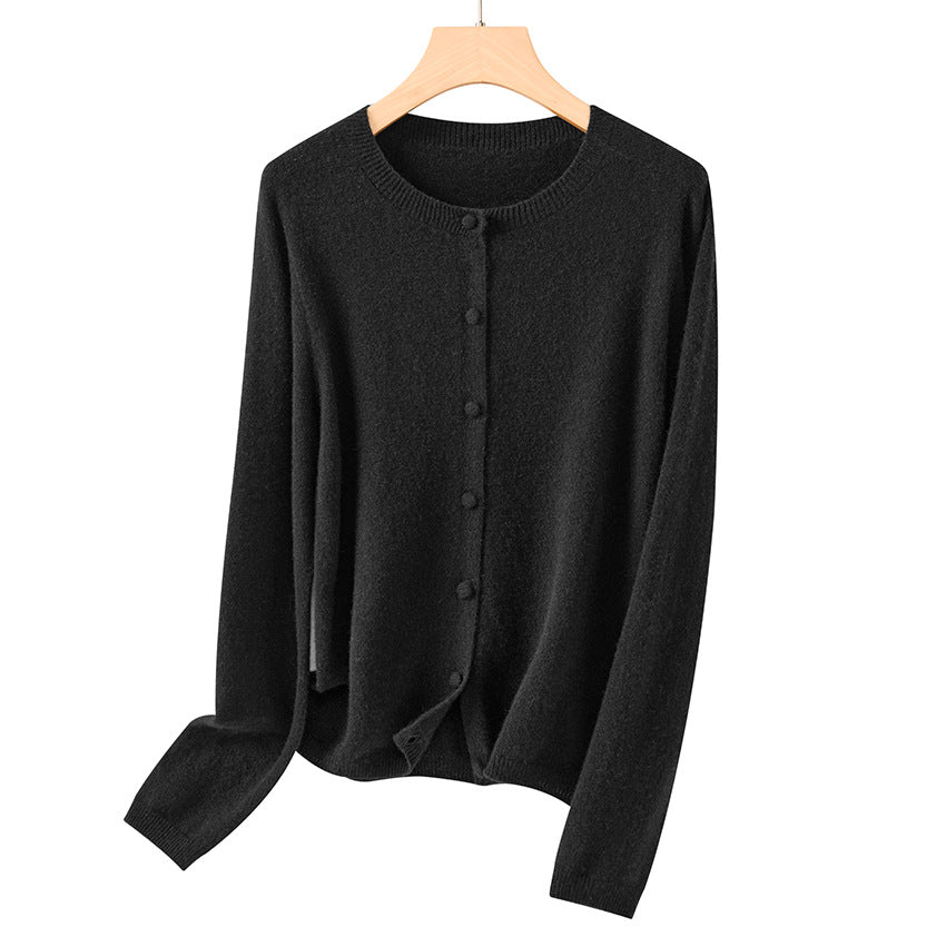 Damen Feiner Rundhals-Cardigan aus softem Feinstrick mit durchgehender Knopfleiste Shop Nory