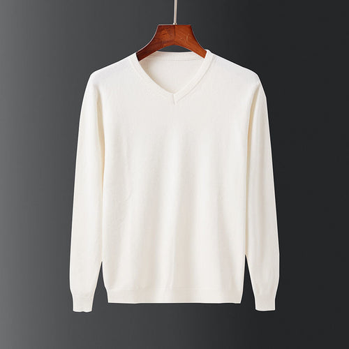 Herren eleganter V-Ausschnitt Pullover aus feiner Wolle