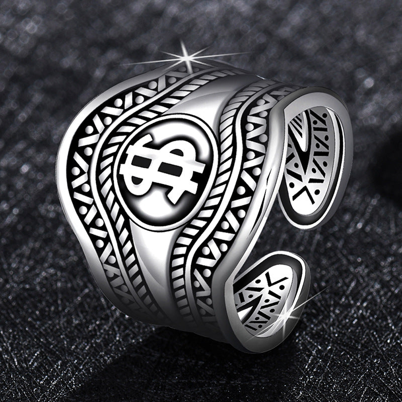 Damen Offener Ring mit kunstvollem Geldsymbol-Design Shop Nory
