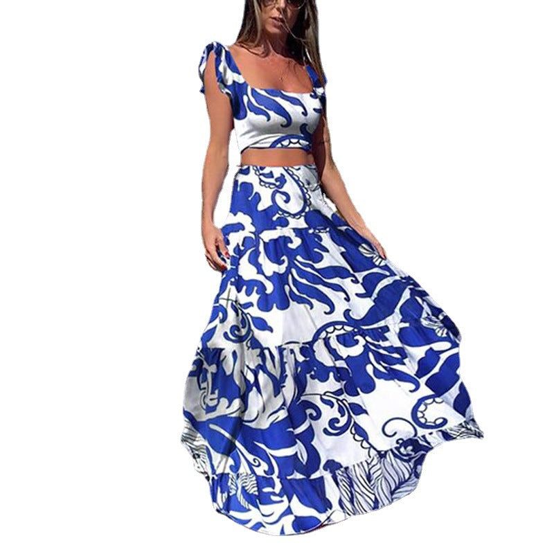 Damen Elegantes Maxikleid mit fließendem Saum und verspieltem Blumenmuster