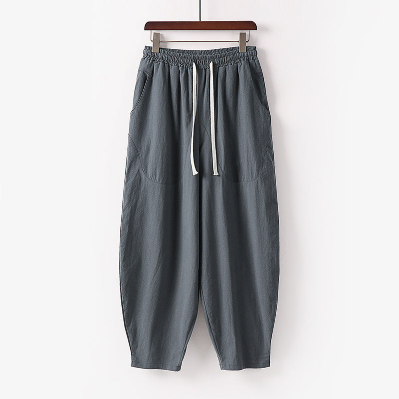 Damen Weiche Leinen-Haremshose mit Gummibund und Kordelzug Shop Nory