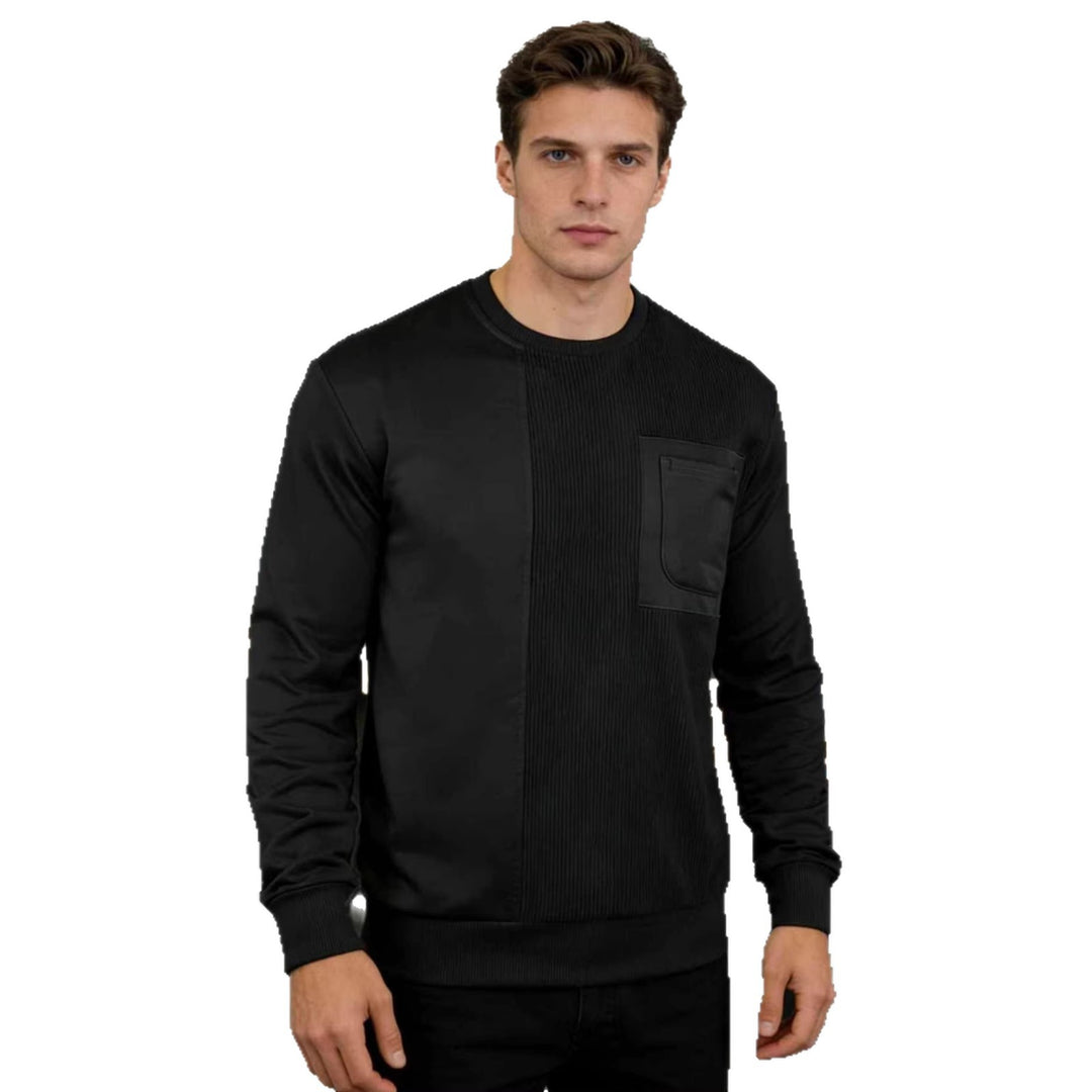 Herren Langärmeliges Struktur-Sweatshirt mit Brusttasche und Rippdetail Shop Nory