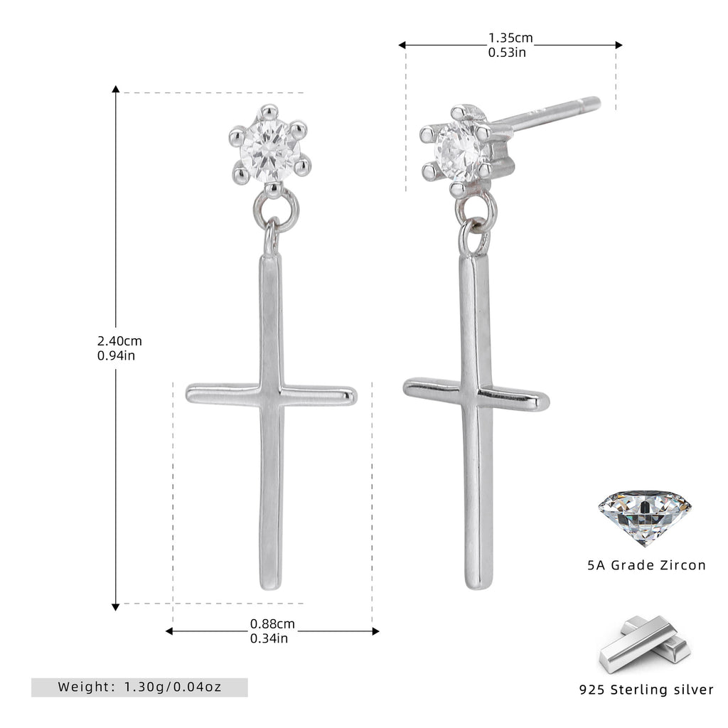 Damen Ohrhänger mit stilvollem Kreuzdesign aus 925 Sterling Silber Shop Nory