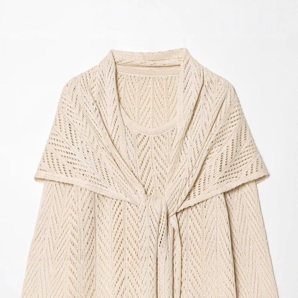 Damen Zweiteiliges Strick-Set mit Wickelcardigan und Midirock Shop Nory