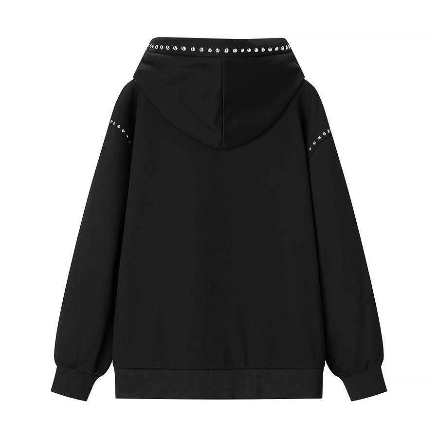 Damen Oversize-Kapuzenpullover mit Nietenbesatz und Ballonärmeln Shop Nory
