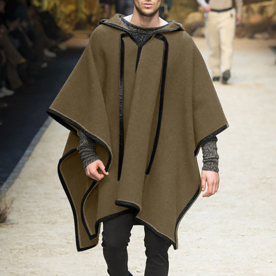 Herren Oversized Kapuzenponcho aus Strick mit geometrischem Mosaikmuster Shop Nory
