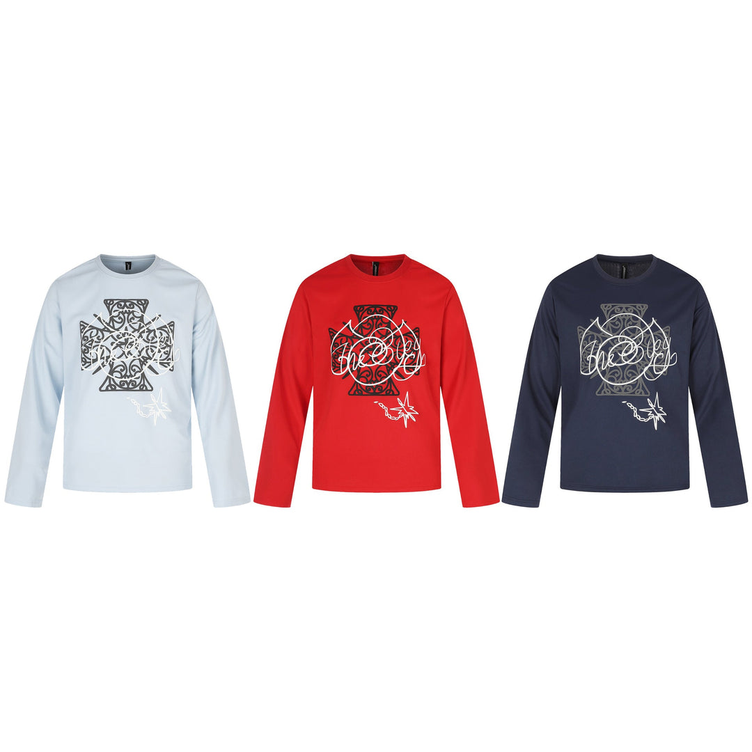 Damen Langärmliges Rundhals-Shirt mit dekorativem Print Shop Nory