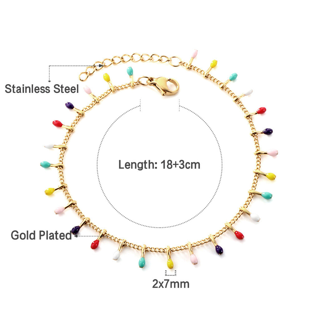 Damen Armband aus Edelstahl mit bunten Herz-Elementen und feiner Goldbeschichtung Shop Nory