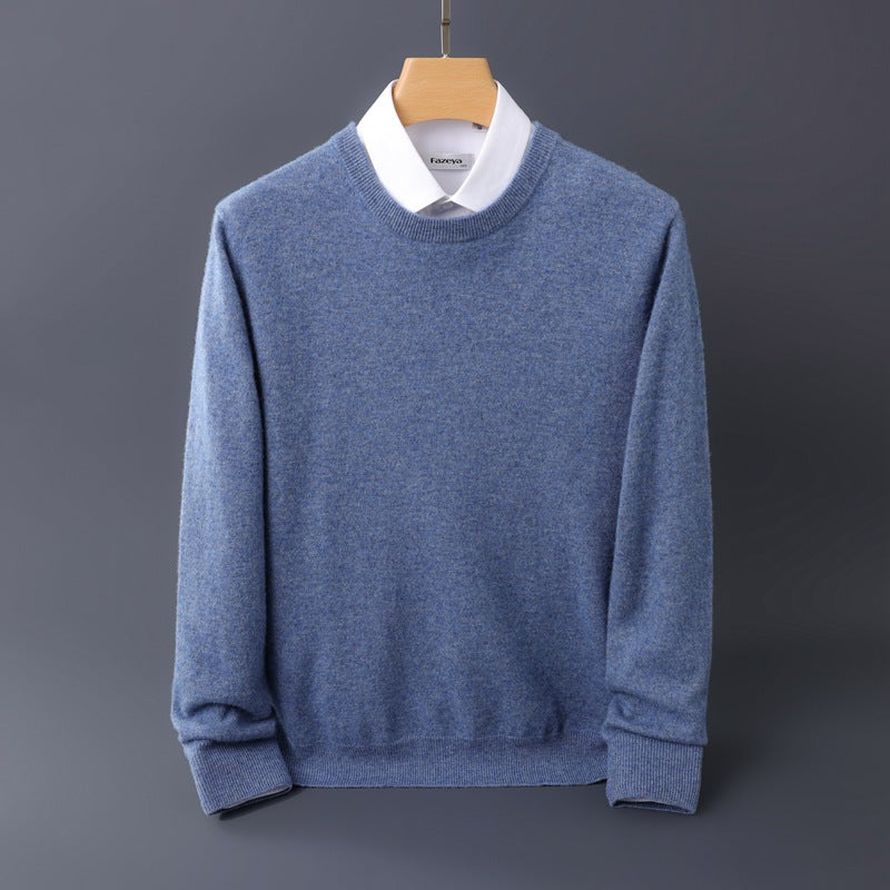 Herren Feiner Rundhals-Strickpullover in Kaschmir‑Optik mit gerippten Bündchen Shop Nory