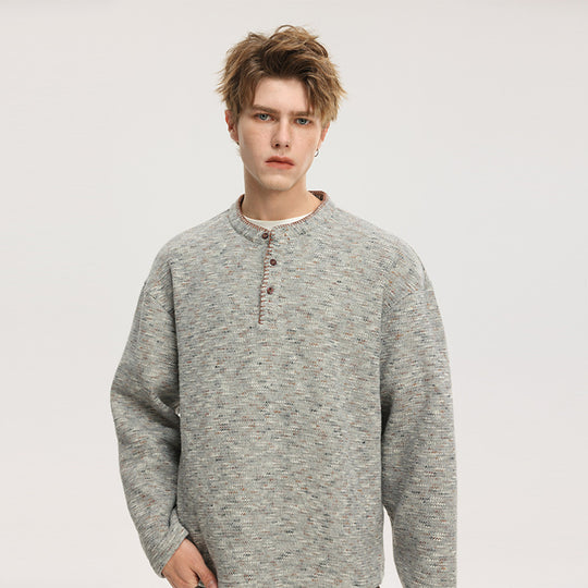 Herren Strick‑Henley mit Melange‑Struktur, Knopfleiste und relaxed Fit Shop Nory