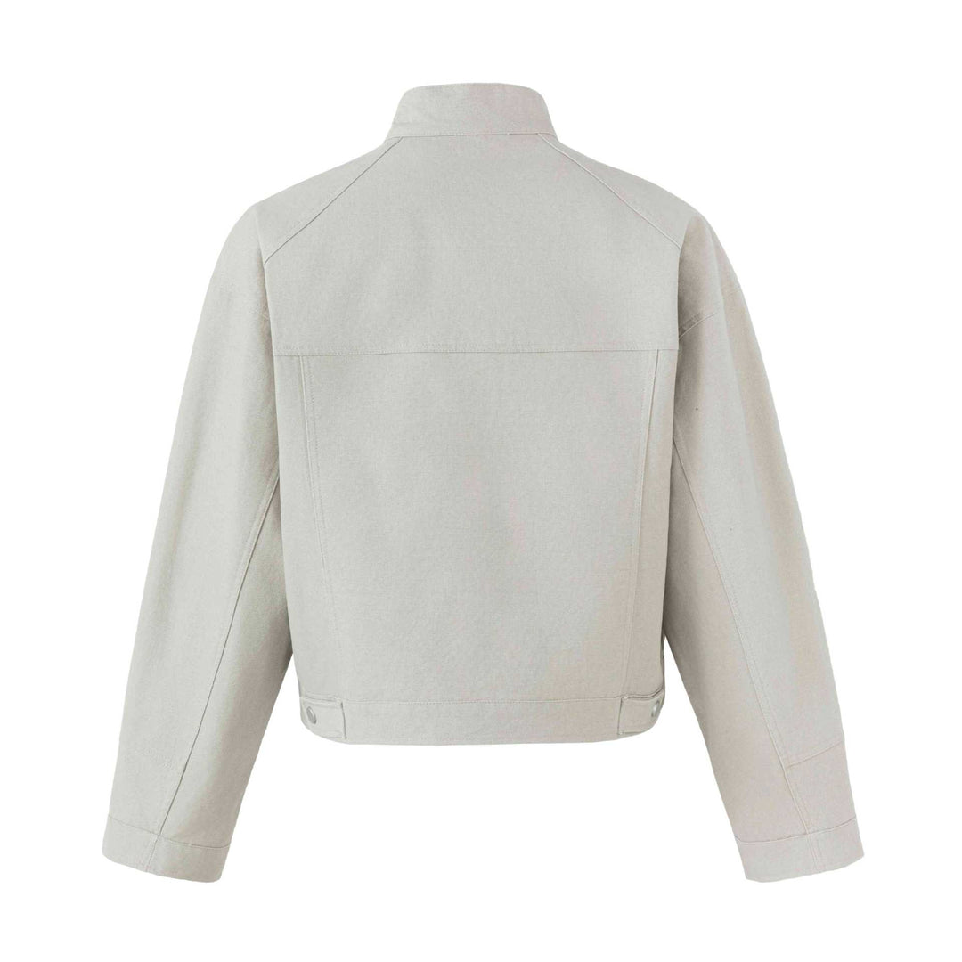 Damen Kurzer Blouson im Fieldstil mit Stehkragen, Brustklappen und abnehmbarem Anhänger Shop Nory