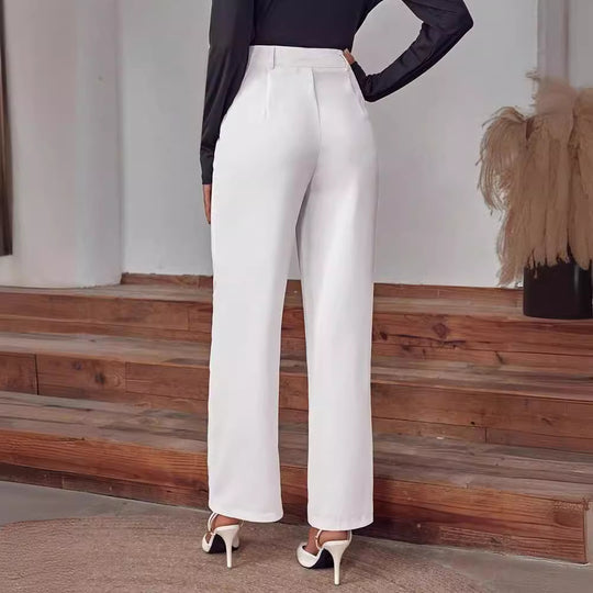 Damen Hochtaillierte Palazzo-Hose mit Bügelfalte und geradem Bein Shop Nory