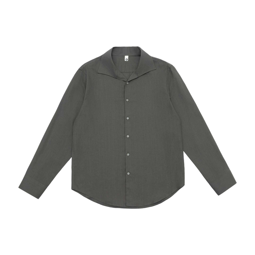 Herren Lockeres Hemd mit Cuban-Kragen und gerundetem Saum Shop Nory