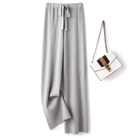 Damen Weite Rippstrick-Hose mit Tunnelzug und fließender Palazzo-Silhouette Shop Nory
