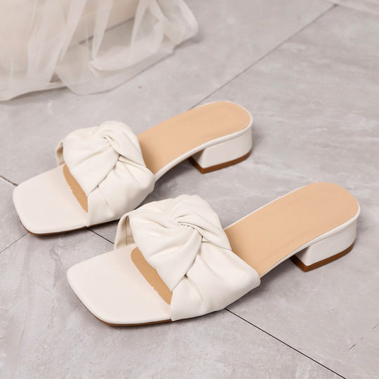 Damen Slingback-Pantoletten mit dekorativem Knotendesign