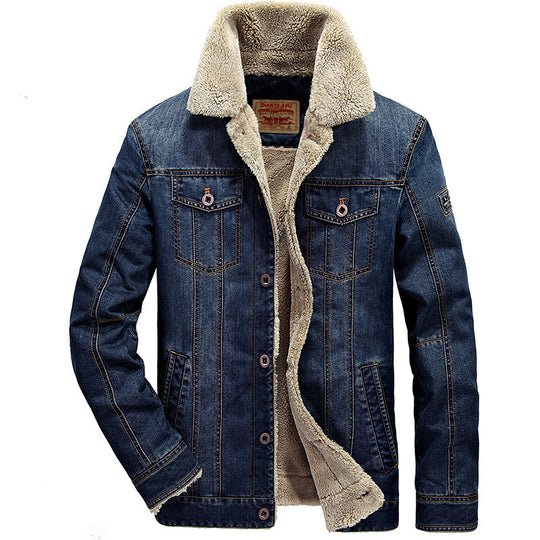 Herren Jeansjacke mit wärmender Sherpa-Innenfütterung und Hemdkragen Shop Nory
