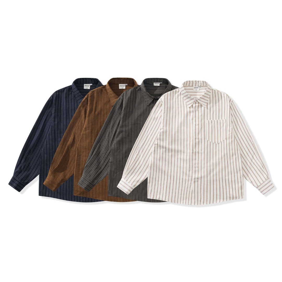 Herren Relaxed-Überhemd im Boxy-Schnitt mit feiner Längsstripe und Brusttasche Shop Nory