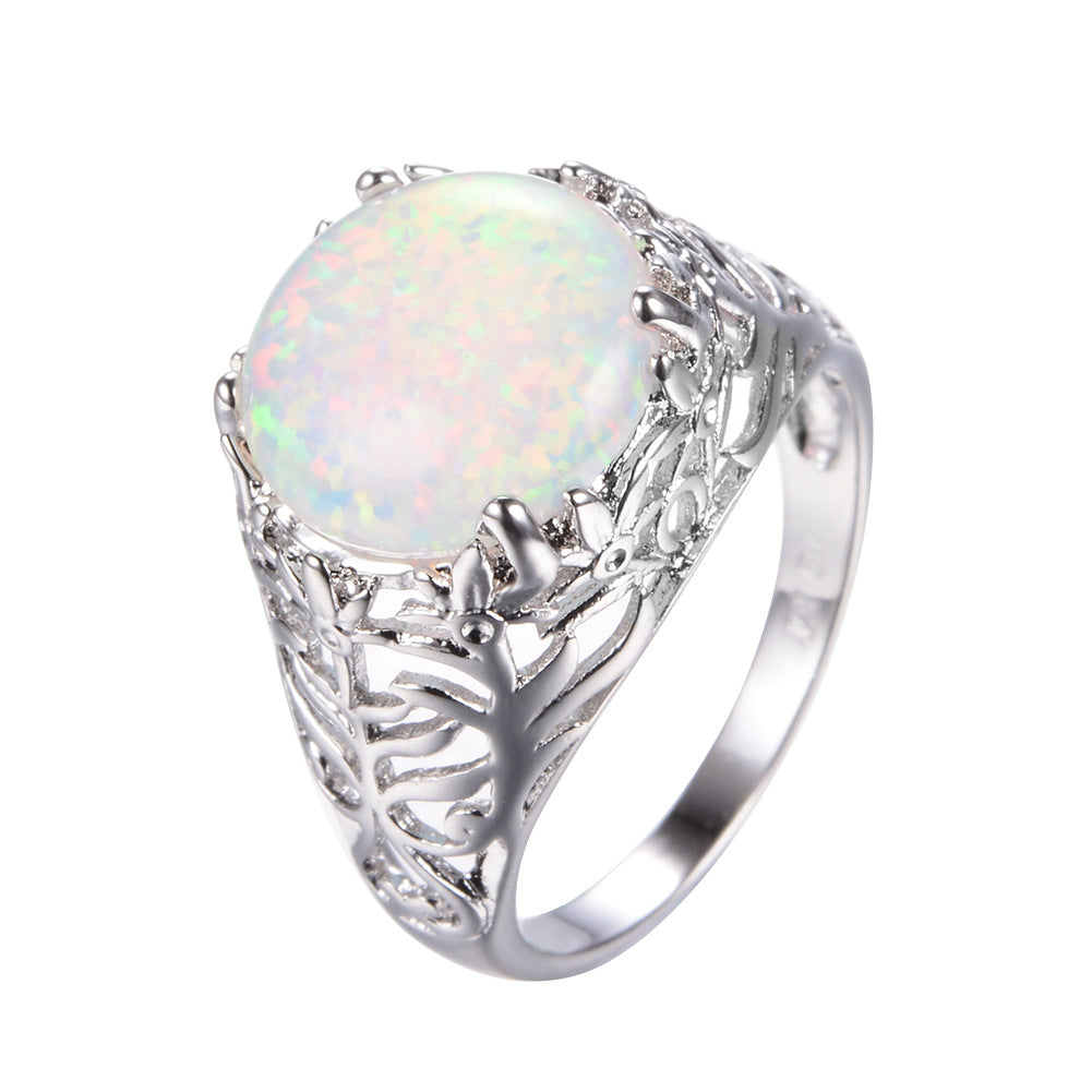 Damen Ring mit kunstvollem Blattdesign und schimmerndem Opal Shop Nory