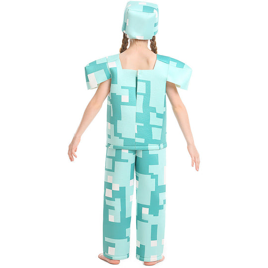 Mädchen Minecraft Kostüm mit geometrischem Muster und lässiger Passform Shop Nory