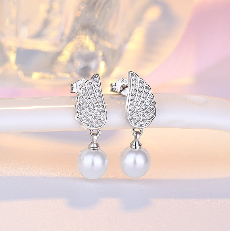 Damen Elegante Ohrringe mit Perlen und Kristallen Shop Nory