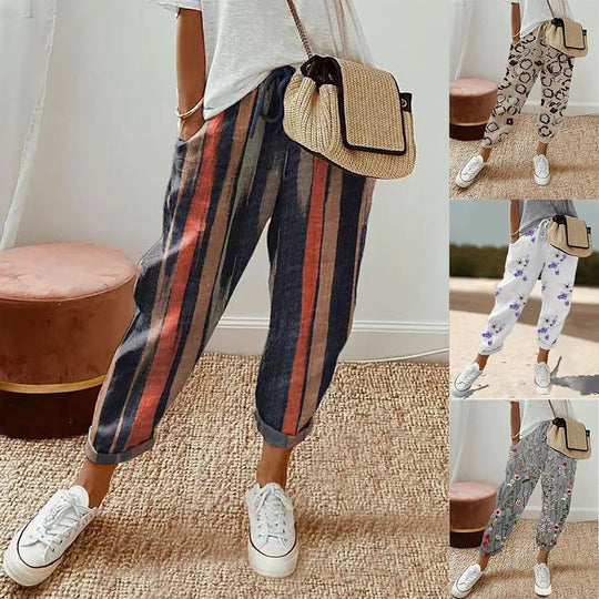 Damenschalotte-Haremshosen mit floralem Stickmuster Shop Nory