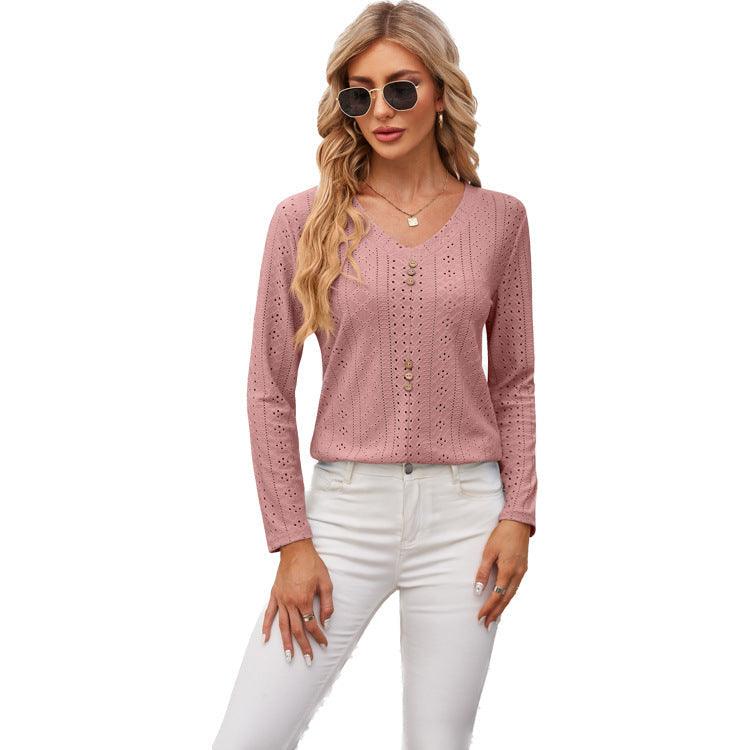Damen luftiges Blusenshirt mit Knopfdetails