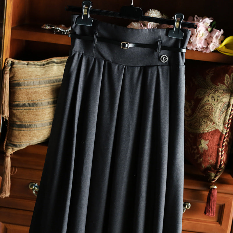 Damen Eleganter, schwingender Midirock mit Taillengürtel Shop Nory
