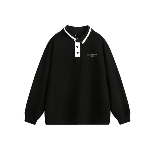 Unisex Oversize Polo-Sweatshirt mit Kontrast-Knopfleiste und Rippbündchen Shop Nory