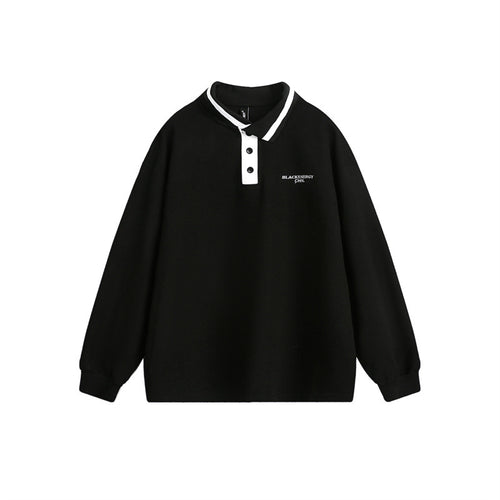Unisex Oversize Polo-Sweatshirt mit Kontrast-Knopfleiste und Rippbündchen Shop Nory