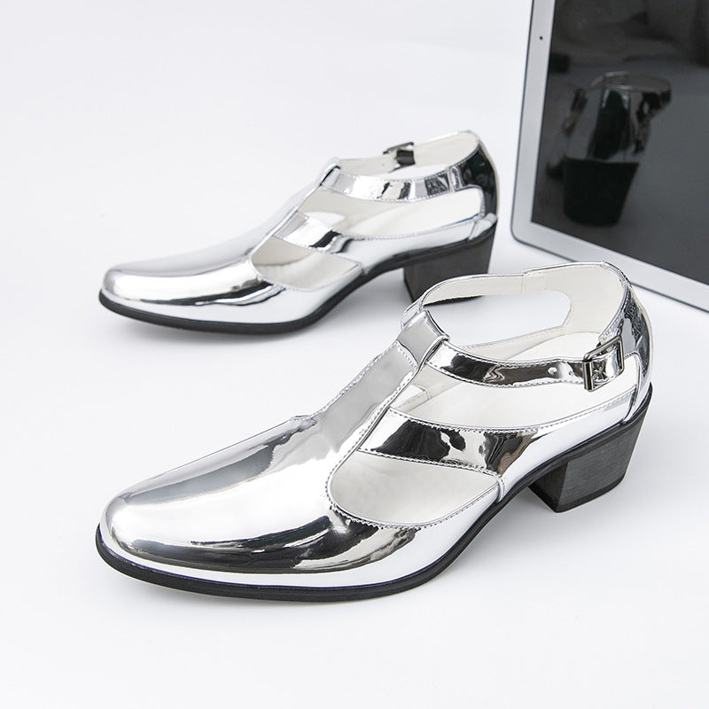 Damen Elegante Metallic Heels mit verstellbarem Riemen Shopnory