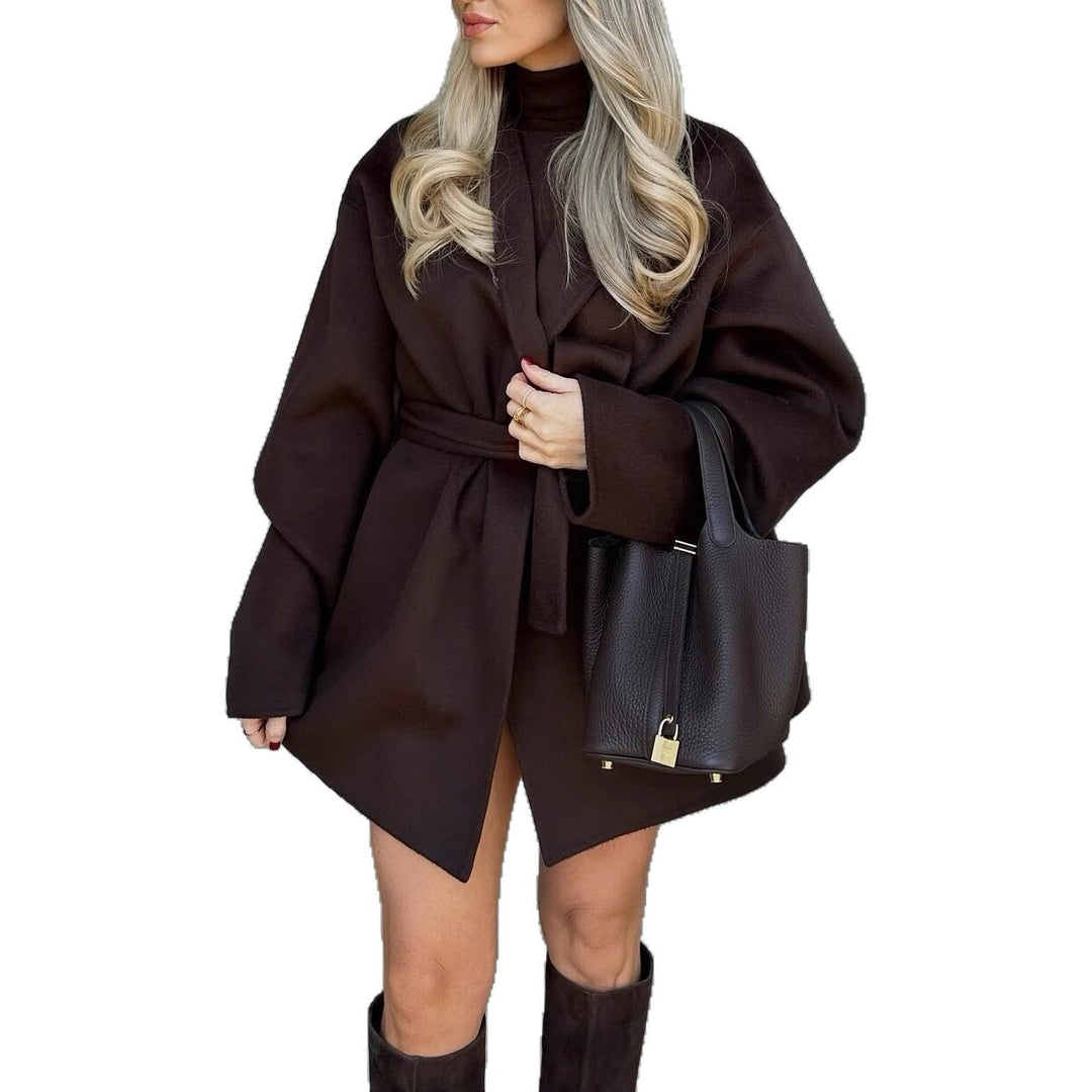Damen Wickelmantel mit Bindegürtel und übergroßen Ärmeln Shop Nory