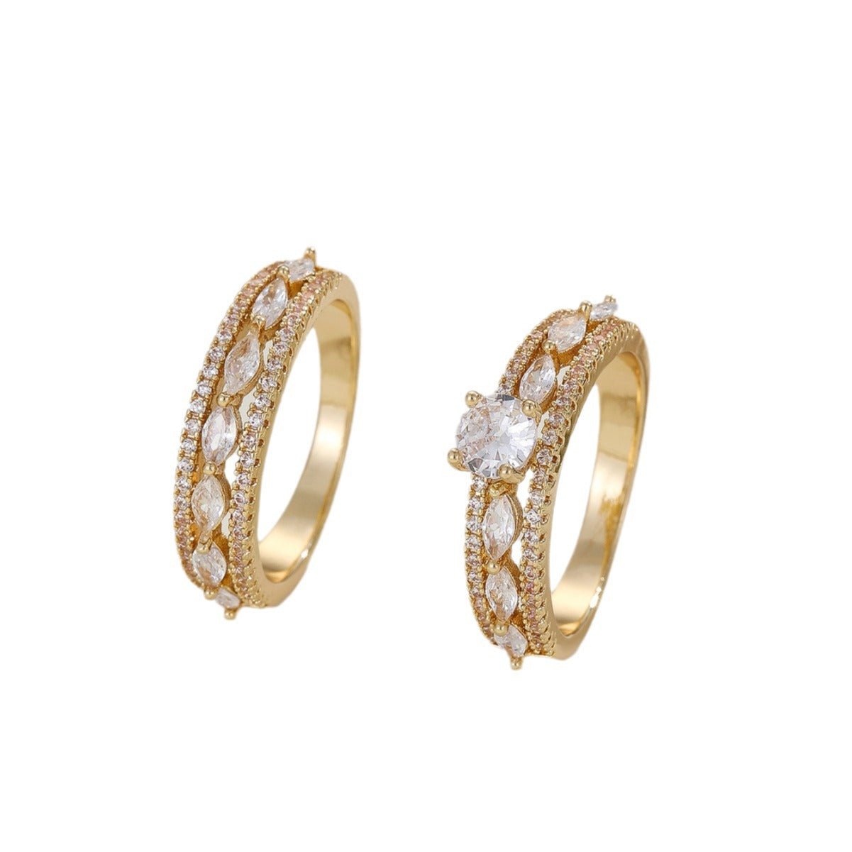 Damen Eleganter Ring mit zarten Zirkonia-Inlays Shop Nory