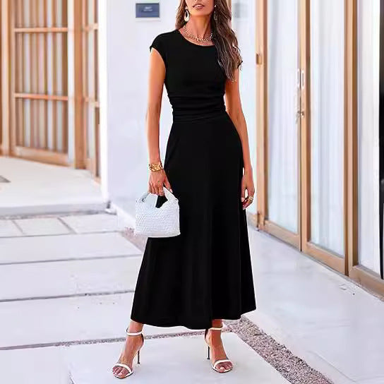 Damen Midi-Kleid mit hohem Taillenbund