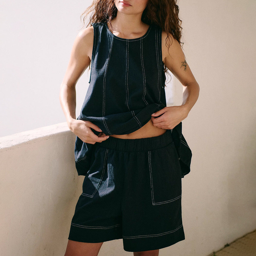 Damen lässiges Top und Shorts Set mit weitem Schnitt