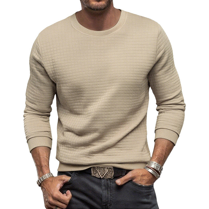 Herren nan strukturiertes Rundhals-Sweatshirt aus gesteppter Baumwollmischung