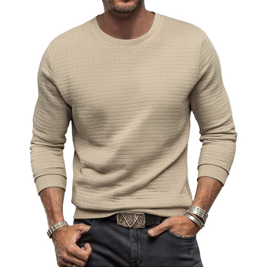 Herren nan strukturiertes Rundhals-Sweatshirt aus gesteppter Baumwollmischung