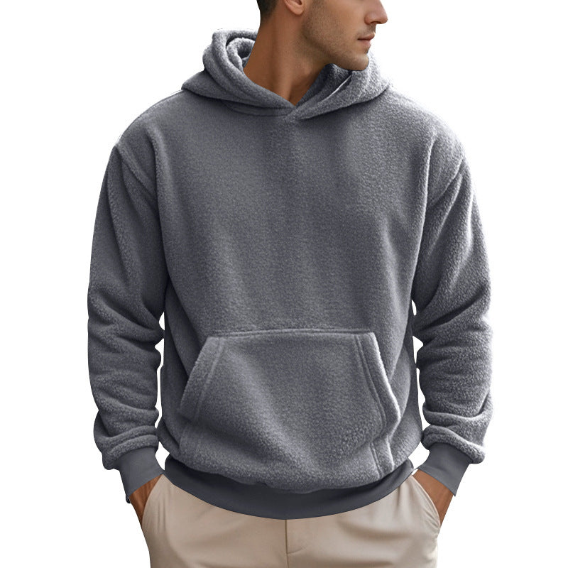 Herren nan kuscheliger Sherpa-Fleece Kapuzenpullover mit Kängurutasche und elastischen Bündchen Shop Nory
