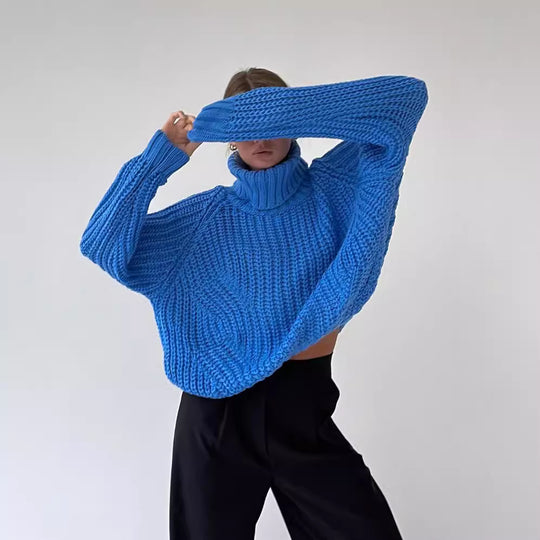 Damen Oversized Grobstrick-Pullover mit Rollkragen und weitem Schnitt Shop Nory